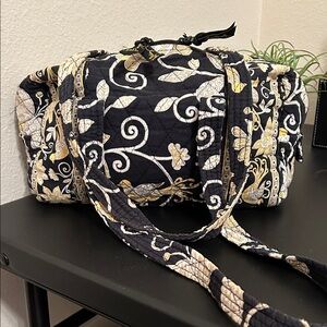 Vera Bradley Black and Yellow Patterned Makeup and Accessory Bag.
